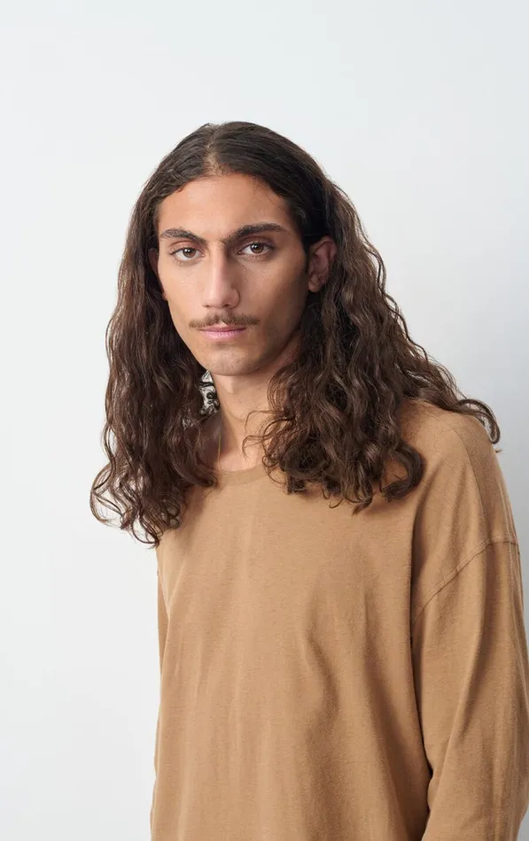 American Vintage Long Sleeve TShirts Men TShirt Gamipy Hazelnut American Vintage Long Sleeve TShirts Men TShirt Gamipy Hazelnut