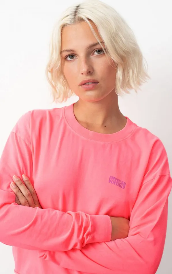 American Vintage Long Sleeve TShirts Women TShirt Pymaz Fluorescent Hortensia American Vintage Long Sleeve TShirts Women TShirt Pymaz Fluorescent Hortensia