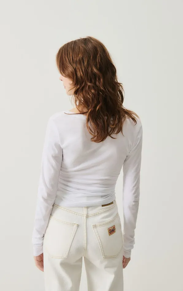 American Vintage Long Sleeve TShirts Women TShirt Xoubow White American Vintage Long Sleeve TShirts Women TShirt Xoubow White