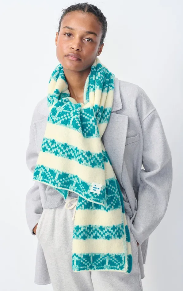 American Vintage Scarves And Shawls WomenMen Scarf Gylson Ecru Jacquard Turquoise American Vintage Scarves And Shawls WomenMen Scarf Gylson Ecru Jacquard Turquoise