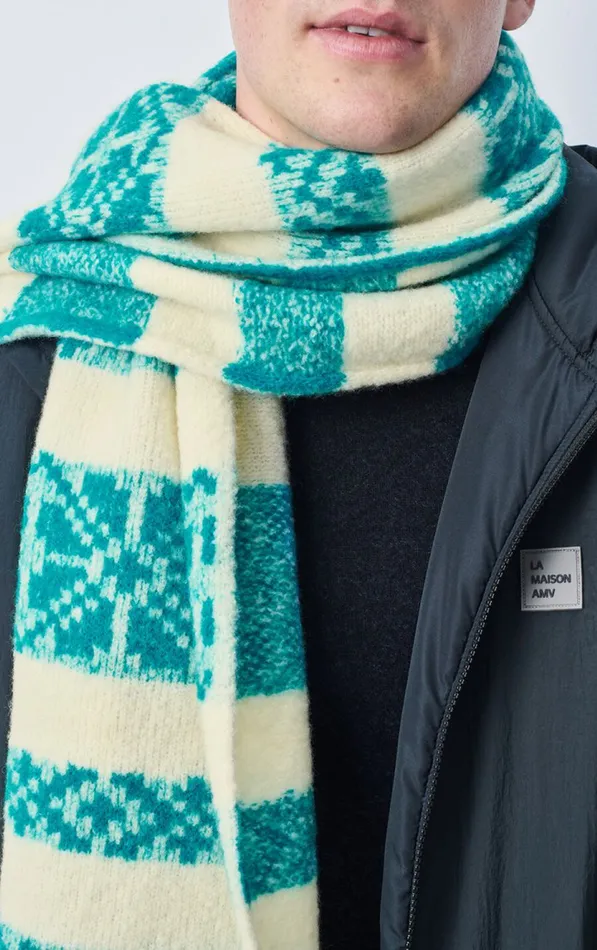 American Vintage Scarves And Shawls WomenMen Scarf Gylson Ecru Jacquard Turquoise American Vintage Scarves And Shawls WomenMen Scarf Gylson Ecru Jacquard Turquoise