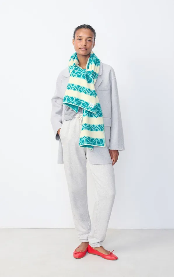 American Vintage Scarves And Shawls WomenMen Scarf Gylson Ecru Jacquard Turquoise American Vintage Scarves And Shawls WomenMen Scarf Gylson Ecru Jacquard Turquoise