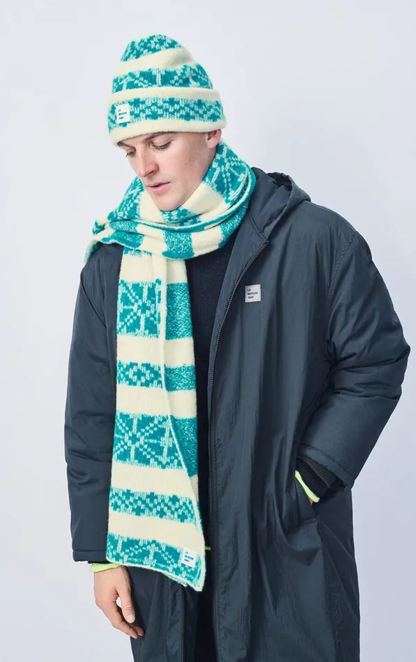 American Vintage Scarves And Shawls WomenMen Scarf Gylson Ecru Jacquard Turquoise American Vintage Scarves And Shawls WomenMen Scarf Gylson Ecru Jacquard Turquoise