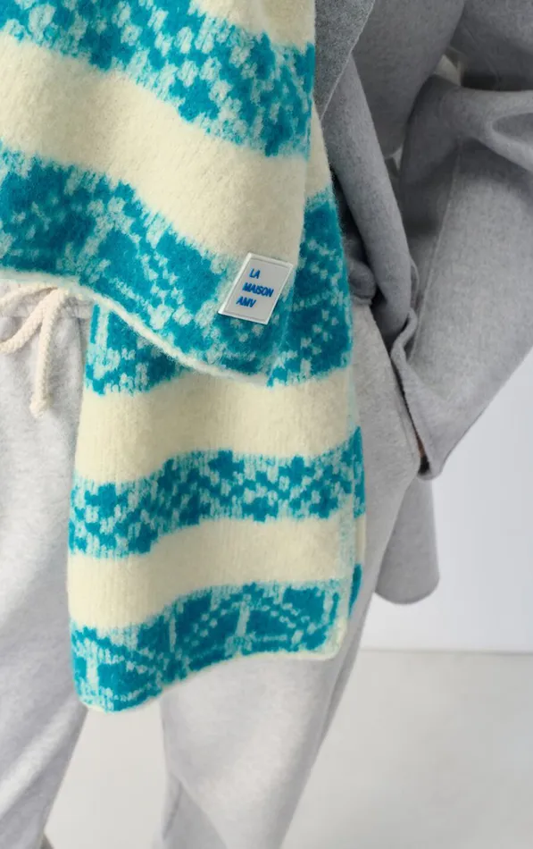 American Vintage Scarves And Shawls WomenMen Scarf Gylson Ecru Jacquard Turquoise American Vintage Scarves And Shawls WomenMen Scarf Gylson Ecru Jacquard Turquoise