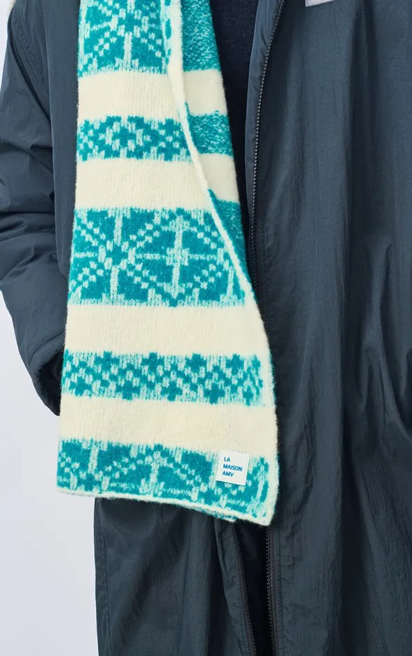 American Vintage Scarves And Shawls WomenMen Scarf Gylson Ecru Jacquard Turquoise American Vintage Scarves And Shawls WomenMen Scarf Gylson Ecru Jacquard Turquoise