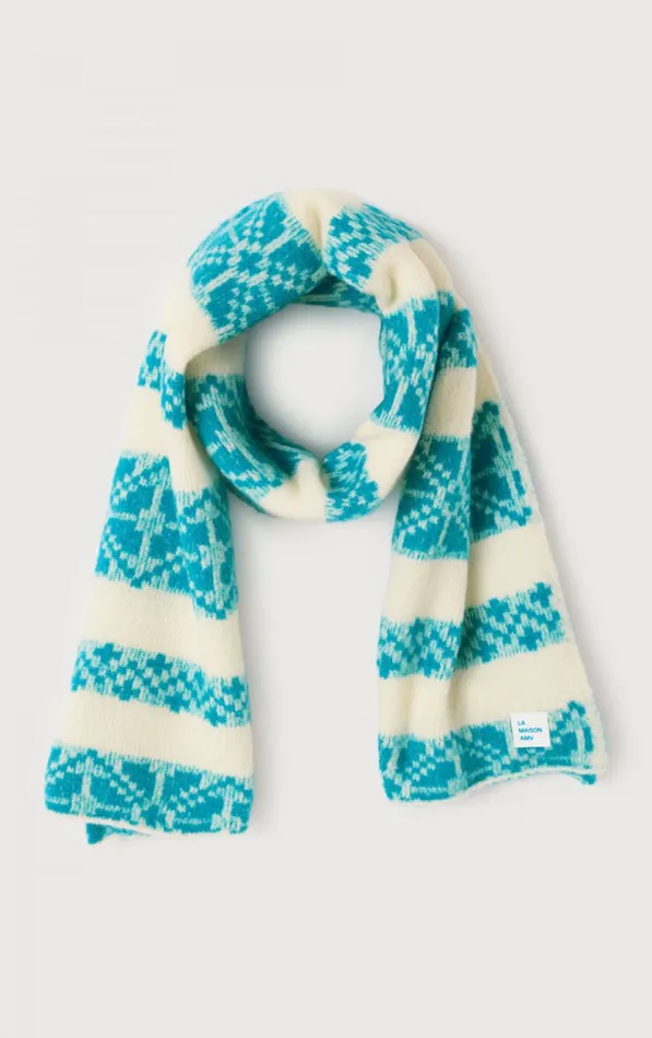 American Vintage Scarves And Shawls WomenMen Scarf Gylson Ecru Jacquard Turquoise American Vintage Scarves And Shawls WomenMen Scarf Gylson Ecru Jacquard Turquoise