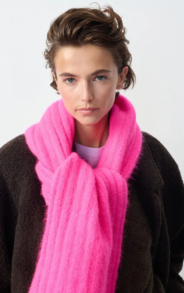 American Vintage Scarves And Shawls WomenMen Scarf Vitow Neon Pink Melange American Vintage Scarves And Shawls WomenMen Scarf Vitow Neon Pink Melange