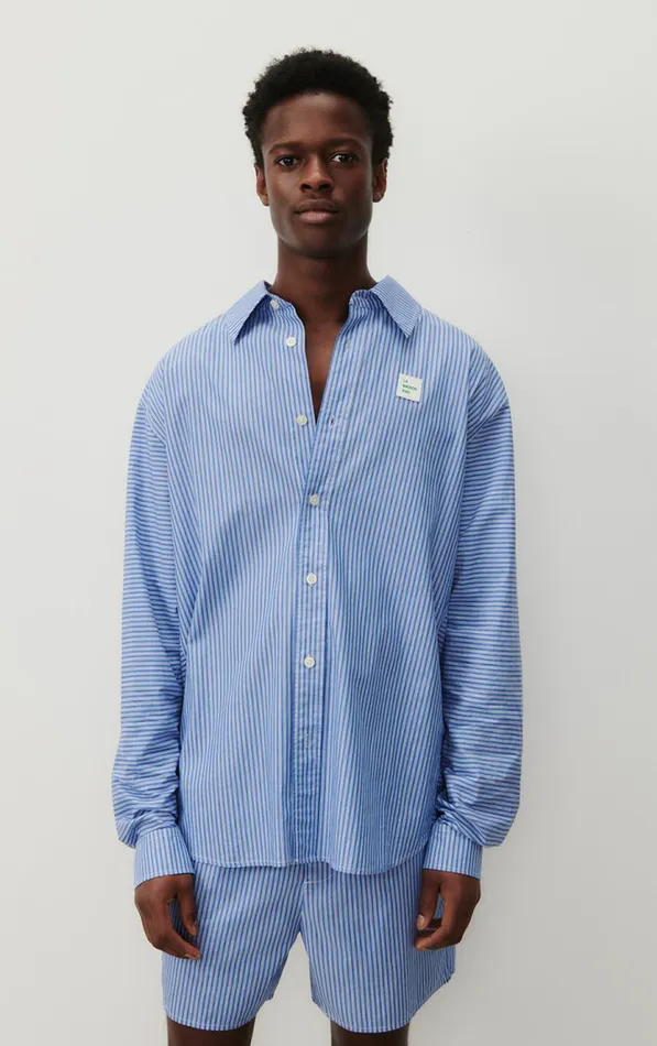 American Vintage Shirts Men Shirt Zatybay Aqua Stripes