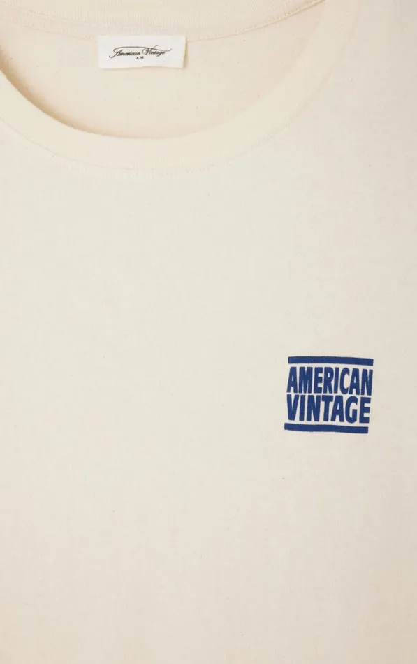 American Vintage Short Sleeve TShirts Men TShirt Ykobow Ecru American Vintage Short Sleeve TShirts Men TShirt Ykobow Ecru