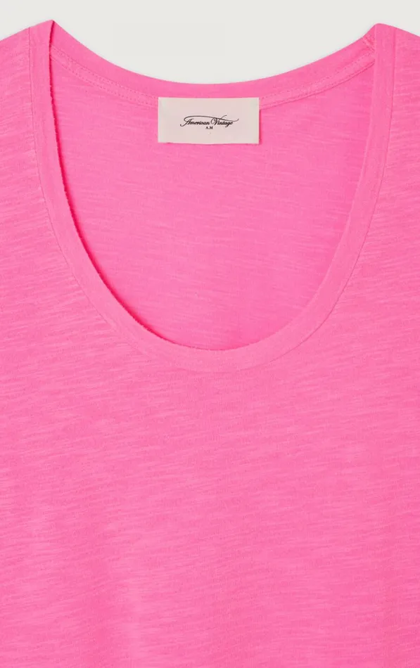 American Vintage Short Sleeve TShirts Women TShirt Jacksonville Fluo Pink
