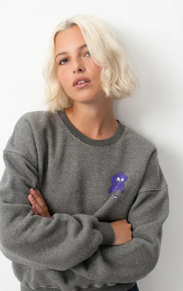American Vintage Sweatshirts Women Sweatshirt Kodytown Melange Charcoal American Vintage Sweatshirts Women Sweatshirt Kodytown Melange Charcoal