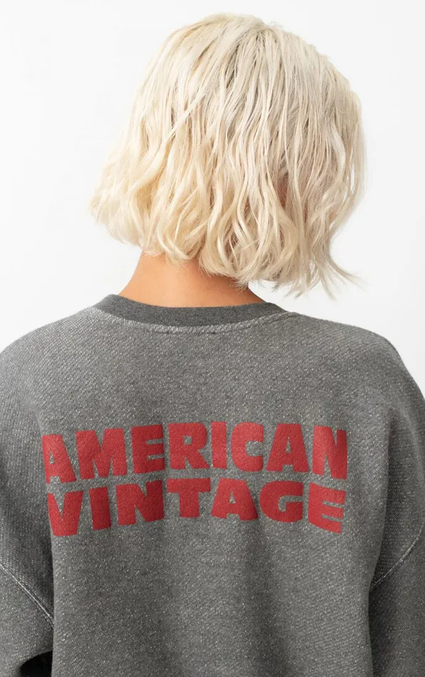 American Vintage Sweatshirts Women Sweatshirt Kodytown Melange Charcoal American Vintage Sweatshirts Women Sweatshirt Kodytown Melange Charcoal