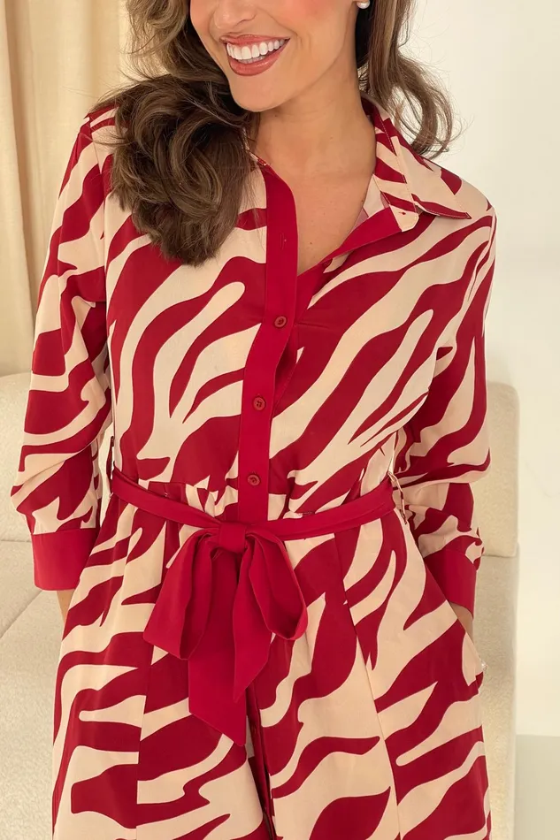 Angela Red Animal Shirt Maxi Dress Women Girl In Mind Maxi Dresses