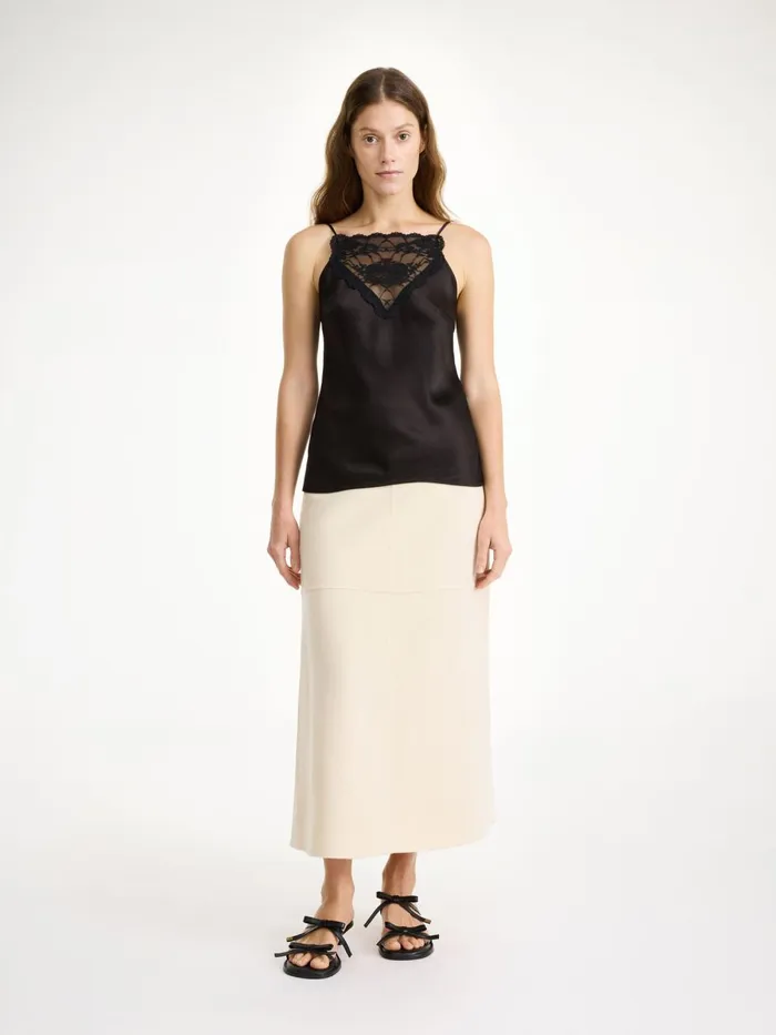 Angello Wool Midi Skirt Pearl Women By Malene Birger Skirts