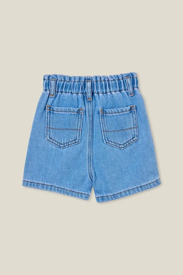 Anna Paperbag Relaxed Short Byron Mid Blue Baby Cotton On Bottoms