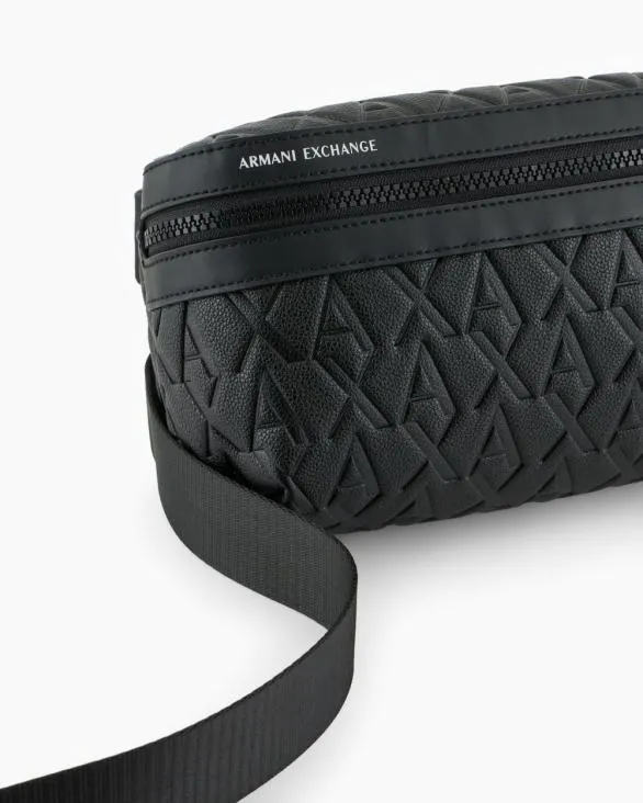 ASV Allover Logo Bum Bag Black Men Armani Belt Bags ASV Allover Logo Bum Bag Black Men Armani Belt Bags