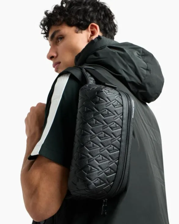 ASV Allover Logo Bum Bag Black Men Armani Belt Bags ASV Allover Logo Bum Bag Black Men Armani Belt Bags
