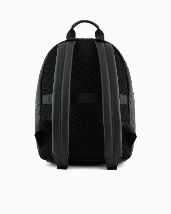 ASV Recycled Fabric Allover Logo Backpack Black Men Armani Backpacks ASV Recycled Fabric Allover Logo Backpack Black Men Armani Backpacks