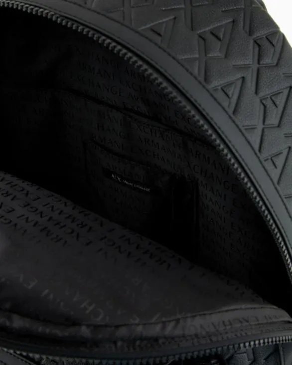 ASV Recycled Fabric Allover Logo Backpack Black Men Armani Backpacks ASV Recycled Fabric Allover Logo Backpack Black Men Armani Backpacks