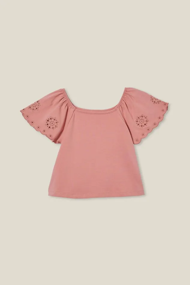Ava Short Sleeve Top Clay Pigeon Girls Cotton On Tops and TShirts