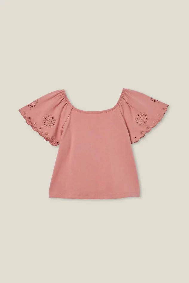 Ava Short Sleeve Top Clay Pigeon Girls Cotton On Tops and TShirts