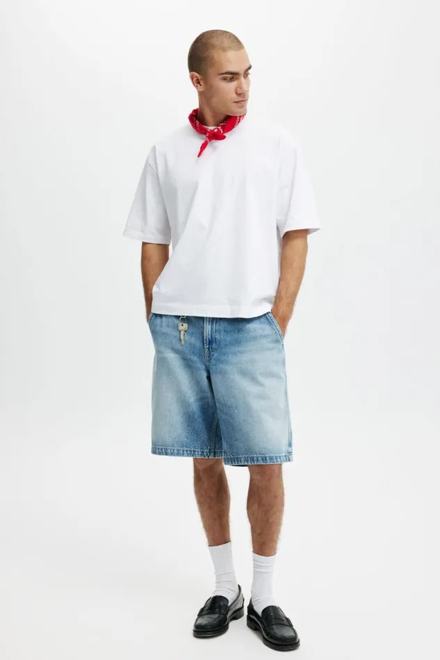 Baggy Denim Short Cannonball Blue Men Cotton On Shorts