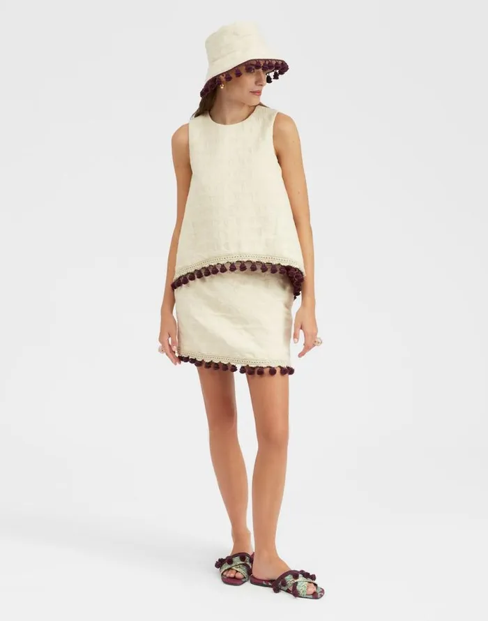Baia Mini Skirt Embroidered Creamy Women La Double J Skirts