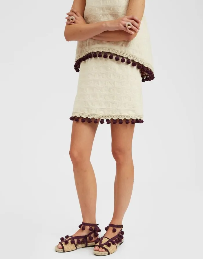 Baia Mini Skirt Embroidered Creamy Women La Double J Skirts Baia Mini Skirt Embroidered Creamy Women La Double J Skirts