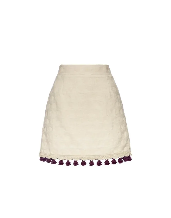 Baia Mini Skirt Embroidered Creamy Women La Double J Skirts Baia Mini Skirt Embroidered Creamy Women La Double J Skirts
