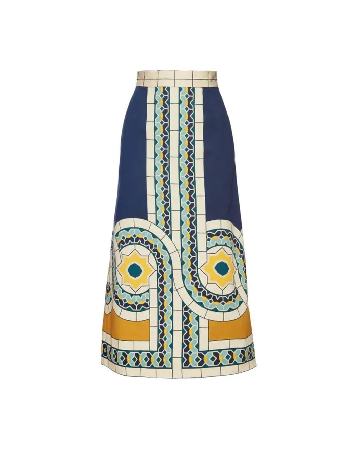 Baia Skirt Mudejar Place Blue Women La Double J Skirts Baia Skirt Mudejar Place Blue Women La Double J Skirts