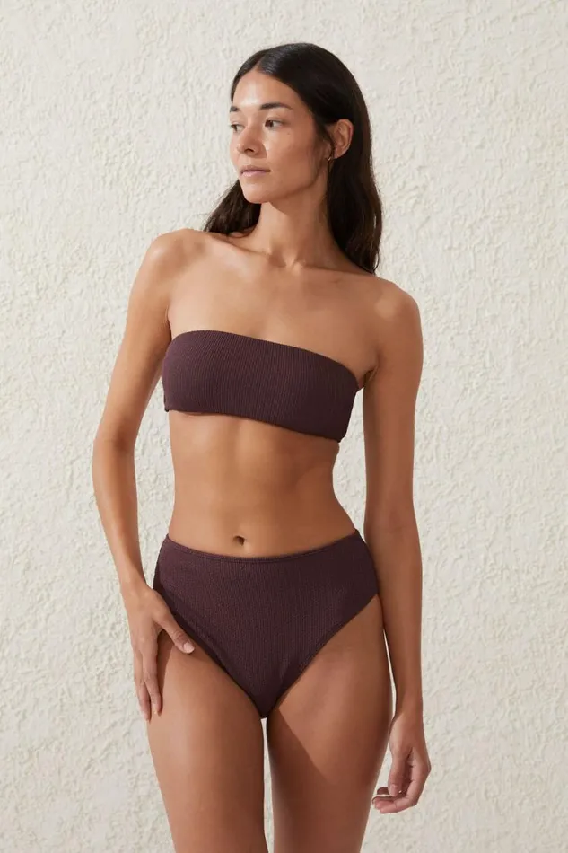 Bandeau Bikini Top Willow Brown Crinkle Women Cotton On Bikinis