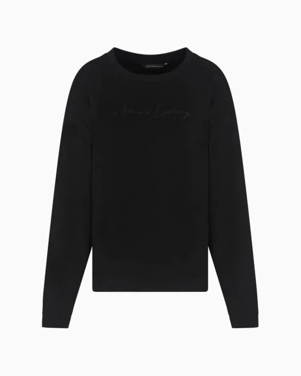 Basic Crewneck Sweatshirt Black Women Armani Matching Sets