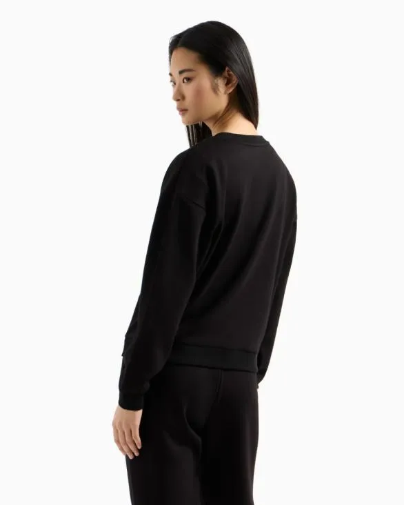 Basic Crewneck Sweatshirt Black Women Armani Matching Sets Basic Crewneck Sweatshirt Black Women Armani Matching Sets