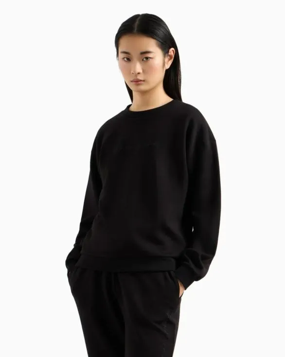 Basic Crewneck Sweatshirt Black Women Armani Matching Sets Basic Crewneck Sweatshirt Black Women Armani Matching Sets