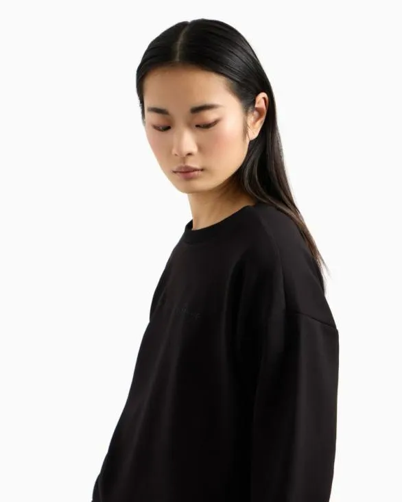 Basic Crewneck Sweatshirt Black Women Armani Matching Sets Basic Crewneck Sweatshirt Black Women Armani Matching Sets