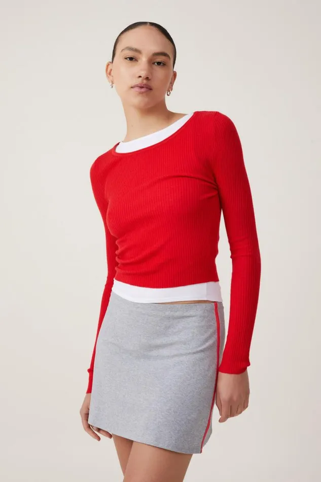 Bella Mini Skirt Grey Marle Side Stripe Women Cotton On Skirts
