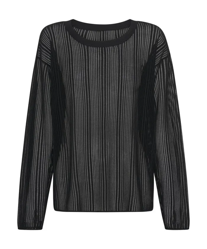 BLACK LADDER STRIPE SHEER KNIT SWEATER Women One Teaspoon Tops BLACK LADDER STRIPE SHEER KNIT SWEATER Women One Teaspoon Tops