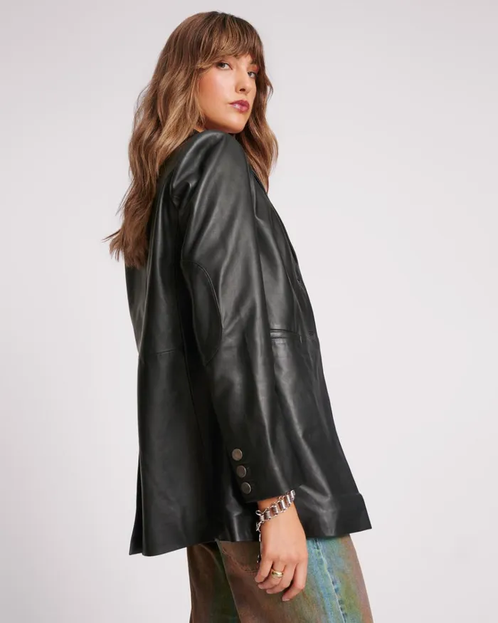 BLACK LEATHER BLAZER Women One Teaspoon Leather BLACK LEATHER BLAZER Women One Teaspoon Leather