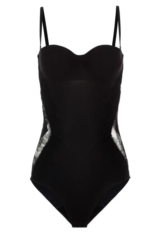 Black Lycra Control Fit Body With Chantilly Lace Lingerie La Perla Bodysuits and Bustiers Black Lycra Control Fit Body With Chantilly Lace Lingerie La Perla Bodysuits and Bustiers