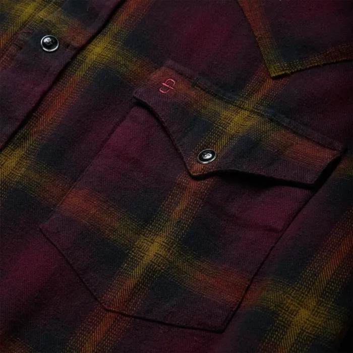Black Wine Plaid Flannel Western Shirt Wine Men Stetson Classic Cut