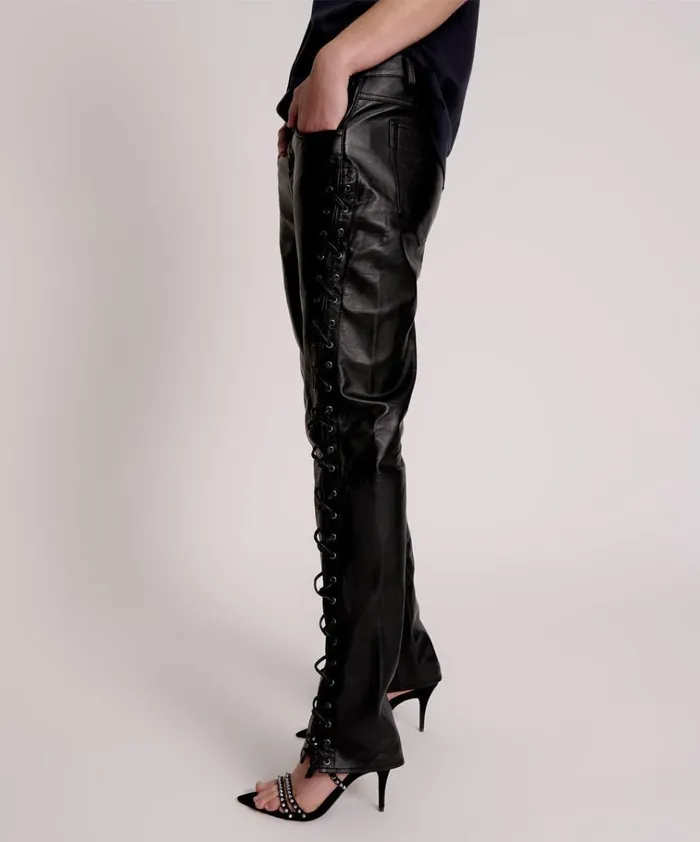 BLACKLIGHT LEATHER LACE UP PANTS Women One Teaspoon Bottoms BLACKLIGHT LEATHER LACE UP PANTS Women One Teaspoon Bottoms