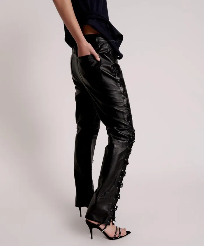 BLACKLIGHT LEATHER LACE UP PANTS Women One Teaspoon Bottoms BLACKLIGHT LEATHER LACE UP PANTS Women One Teaspoon Bottoms