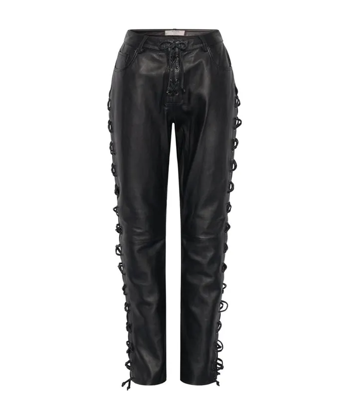 BLACKLIGHT LEATHER LACE UP PANTS Women One Teaspoon Bottoms BLACKLIGHT LEATHER LACE UP PANTS Women One Teaspoon Bottoms