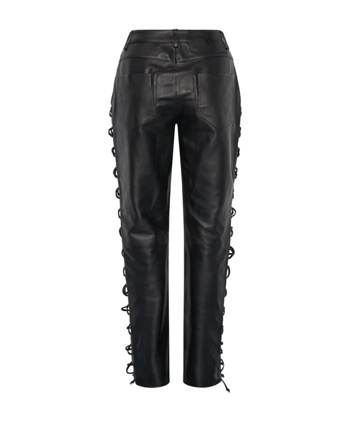 BLACKLIGHT LEATHER LACE UP PANTS Women One Teaspoon Bottoms BLACKLIGHT LEATHER LACE UP PANTS Women One Teaspoon Bottoms