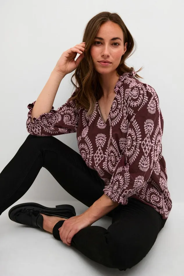 Blouses Women CULTURE CUtia Blouse With Embroidery Winetasting