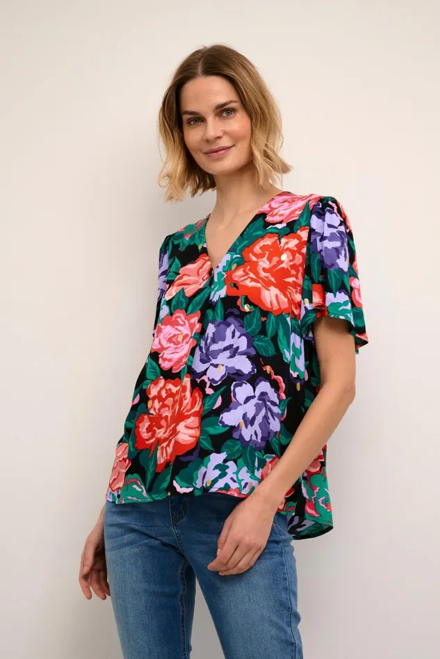 Blouses Women CULTURE CUvirna Blouse With Short Sleeves Violet Tulip