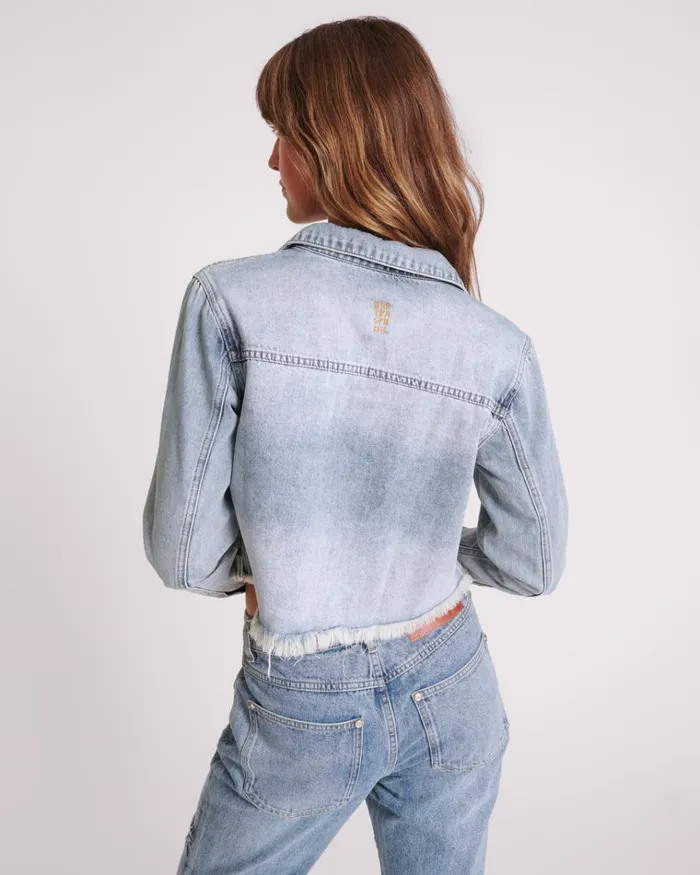 BLUE BLOSSOM LONG SLEEVE DENIM BRAXTON TOP Women One Teaspoon Denim Tops BLUE BLOSSOM LONG SLEEVE DENIM BRAXTON TOP Women One Teaspoon Denim Tops