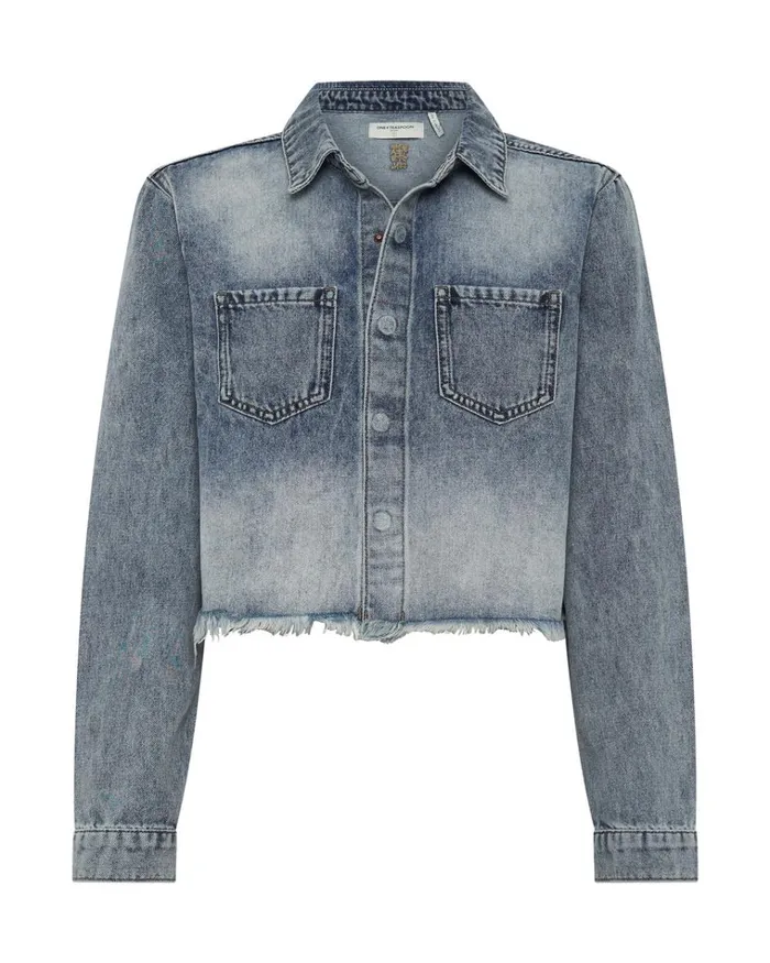 BLUE BLOSSOM LONG SLEEVE DENIM BRAXTON TOP Women One Teaspoon Denim Tops BLUE BLOSSOM LONG SLEEVE DENIM BRAXTON TOP Women One Teaspoon Denim Tops