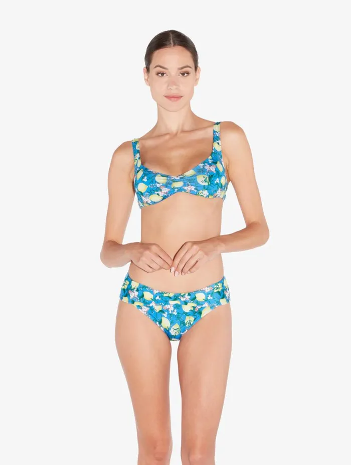 Blue Printed Bikini Brief With Draped Waist Swim La Perla Bikinis