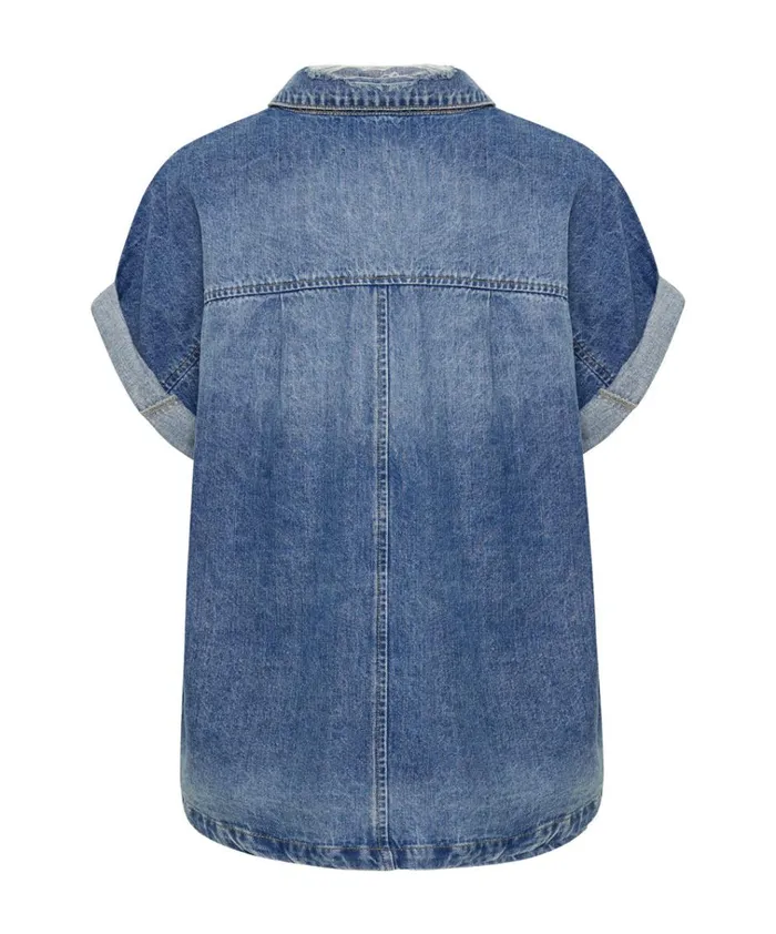 BLUE RAPTURE CUT OFF DENIM SHIRT Women One Teaspoon Denim Shirts BLUE RAPTURE CUT OFF DENIM SHIRT Women One Teaspoon Denim Shirts